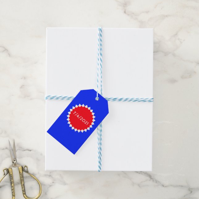 Monogramm für die rote, weiße und blaue Sternexplo Geschenkanhänger (Mit Garn)