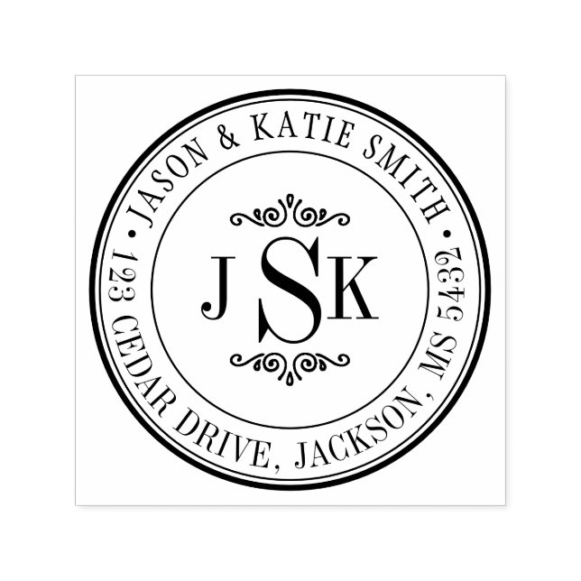 Monogramm für die Round-Border-Initialen Erstellen Permastempel (Design)