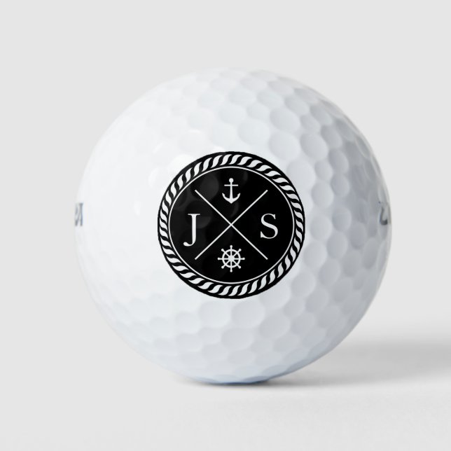 Monogramm für die schwarze und weiße Ankerhalterun Golfball (Vorderseite)