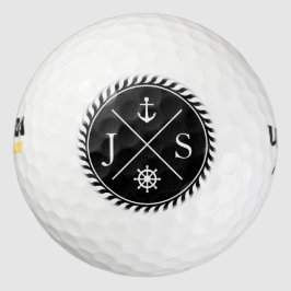 Monogramm für die schwarze und weiße Ankerhalterun Golfball