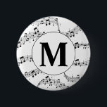 Monogramm für die Schwarzweiß-Musiknote Button<br><div class="desc">Dieses Monogramm-Muster in Schwarzweiß-Musiknote ist perfekt für Musiker,  Musiklehrer,  Musikstudenten oder Musikliebhaber. Ein edles Musiknote-Design,  das Ihnen ein Lächeln für Ihre Liebe und Ihre musikalische Leidenschaft aufsetzt. Für mehr tolle Musikgeschenke,  Bekleidung und Dekoration Karo in unserem Shop!</div>
