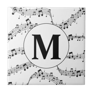 Monogramm für die Schwarzweiß-Musiknote Fliese
