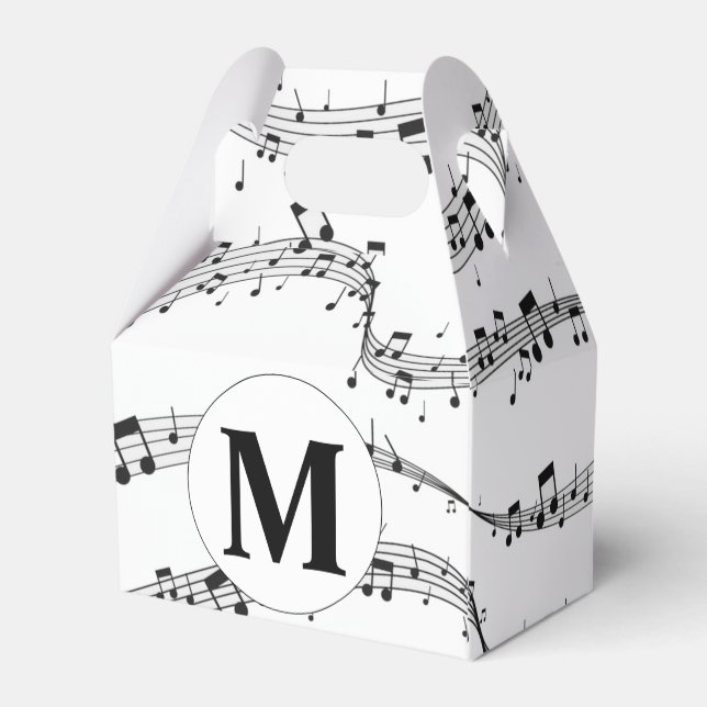 Monogramm für die Schwarzweiß-Musiknote Geschenkschachtel (Rückseite)