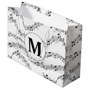 Monogramm für die Schwarzweiß-Musiknote Große Geschenktüte