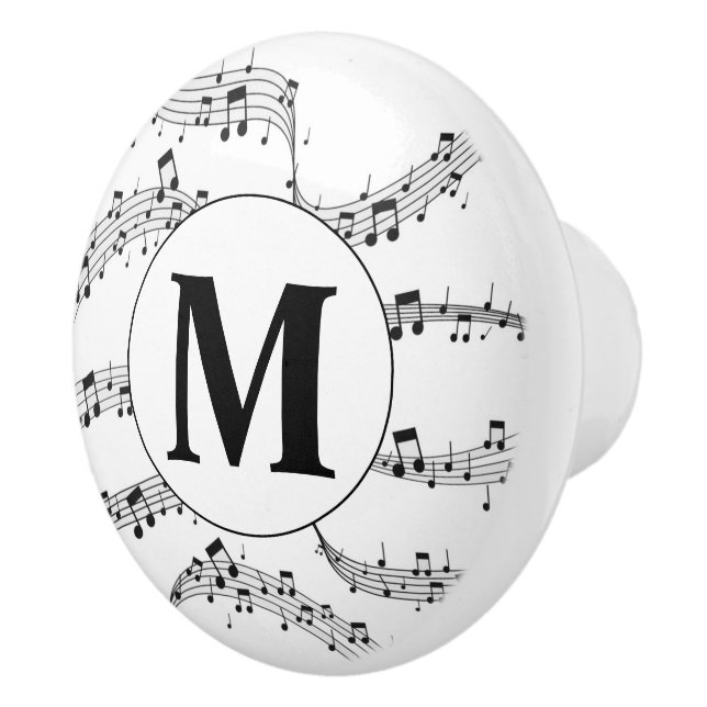 Monogramm für die Schwarzweiß-Musiknote Keramikknauf (Rechts)
