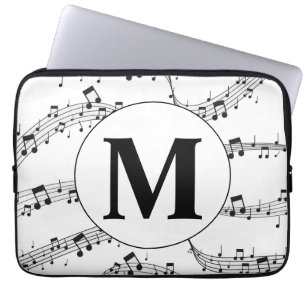 Monogramm für die Schwarzweiß-Musiknote Laptopschutzhülle