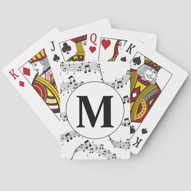 Monogramm für die Schwarzweiß-Musiknote Spielkarten (Rückseite)