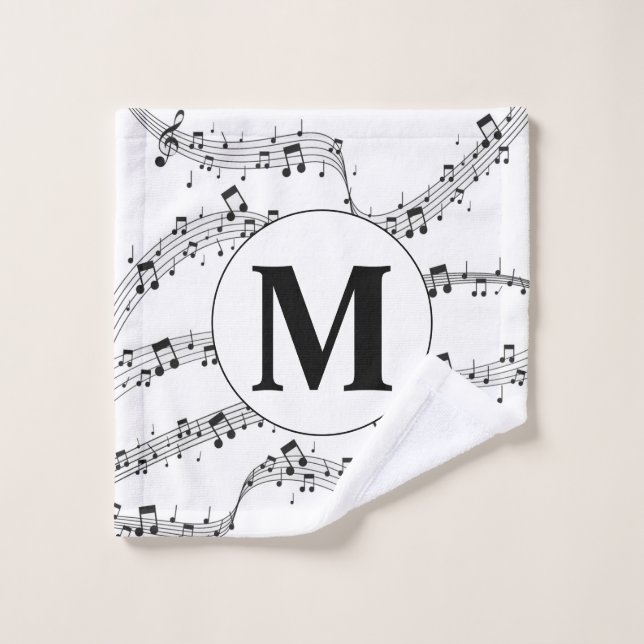 Monogramm für die Schwarzweiß-Musiknote Waschlappen (Waschlappen)