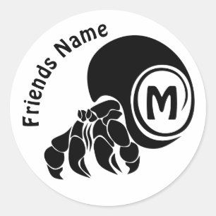 Monogramm für die Silhouette von Grumpf-Hermit-Kr Runder Aufkleber