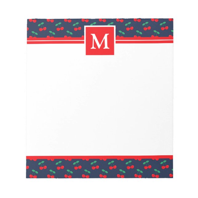 Monogramm für die Sommernacht und die Roten Kirsch Notizblock (Vorderseite)