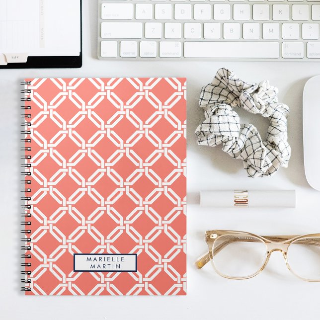 Monogramm für die Verbindung von Korallen und Navy Notizblock (Von Creator hochgeladen)