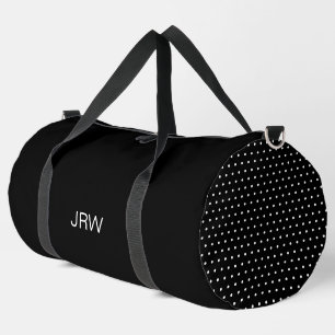 Monogramm für einfache schwarze und weiße Punkte Duffle Bag