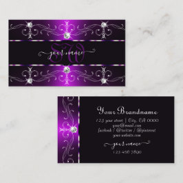 Monogramm für elegante, dunkle, Lila Verzierte Gre Visitenkarte