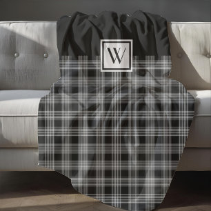 Monogramm für elegante Karierte Karos in Schwarz u Fleecedecke