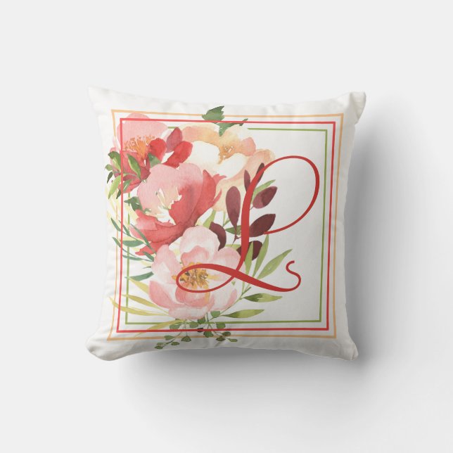 Monogramm für elegante Rose Kissen (Vorderseite)