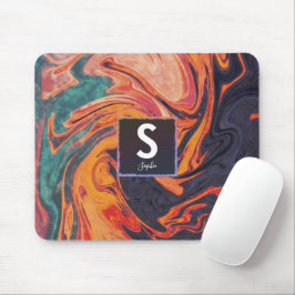 Monogramm für flüssige Elegant-Marmornamen Mousepad