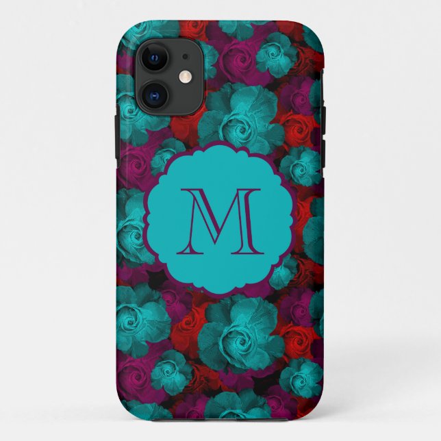 Monogramm für Funky Bold-Rose Case-Mate iPhone Hülle (Rückseite)