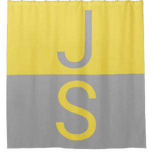 Monogramm für gelbe und graue moderne Initialen Duschvorhang