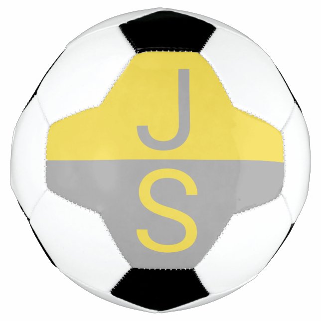 Monogramm für gelbe und graue moderne Initialen Fußball (Vorderseite)