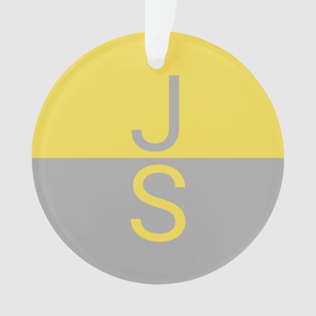 Monogramm für gelbe und graue moderne Initialen Ornament (Vorderseite)