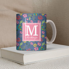 Monogramm für Girl-Bohemische Blume Kaffeetasse