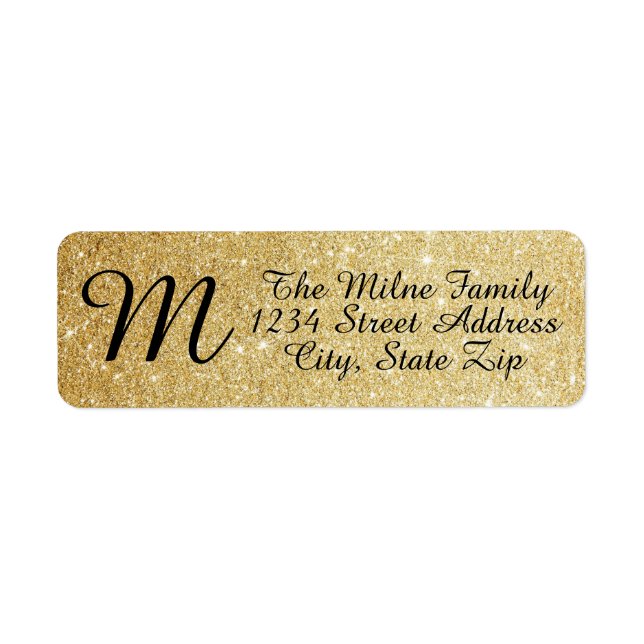 Monogramm für Gold-Glitzer - Rücksendeadressen-Auf (Vorne)