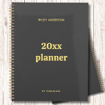 Monogramm für Gold und Grau-Business-Logos Planer<br><div class="desc">Monogram-Planner Gold und Gray Business Logo Elegant, cool, glamourös und unisex in stilvollem Grau mit eleganten Goldbriefen. Personalisieren Sie Ihren Namen und fügen Sie ihn hinzu. Fügen Sie Ihr individuelles Logo oder Bild hinzu. Der Name ist mit einem modernen handgeschriebenen Stilskript geschrieben. Perfekt für alle Unternehmer, Kleinunternehmer, Ladenbesitzer, Berater. Ideal...</div>