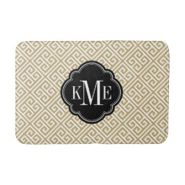 Monogramm für Gold und schwarze griechische Schlüs Badematte