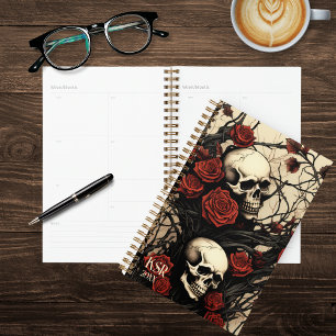 Monogramm für gotische Schädel und Rote Rosen Planer