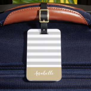 Monogramm für graue und goldene Streifen   Editier Gepäckanhänger