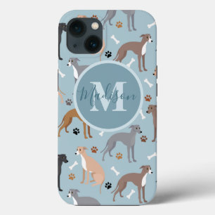 Monogramm für Grauhund-Knochen und Paws Case-Mate iPhone Hülle