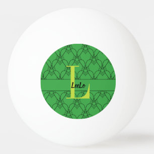Monogramm für grüne Herzen und Name benutzerdefini Tischtennisball