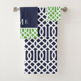 Monogramm für Grüne und Marine Badhandtuch Set