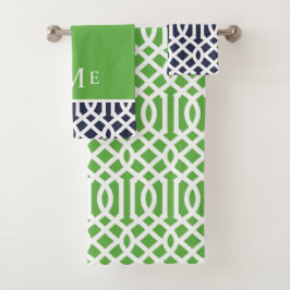 Monogramm für Grüne und Marine Badhandtuch Set