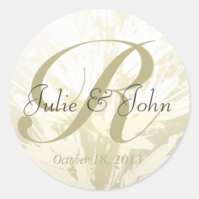 Monogramm für HochzeitGold-Blume - Aufkleber 6 (Vorderseite)