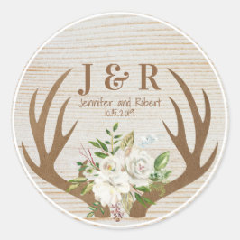 Monogramm für Holz und Blumenuntergrund Runder Aufkleber