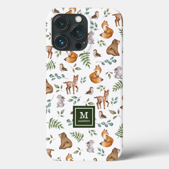 Monogramm für Holztierblätter Case-Mate iPhone Hülle (Rückseite)