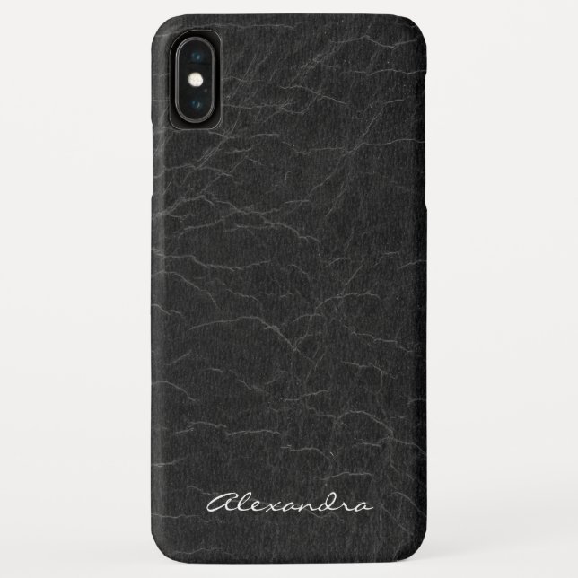 Monogramm für Imitate Schwarzes Leder Case-Mate iPhone Hülle (Rückseite)