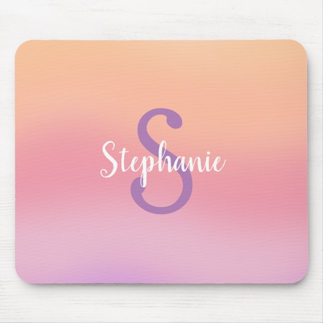 Monogramm für lila Aquarellfarben Mousepad (Vorne)