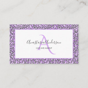 Monogramm für Lila Chic Leopard-Spots von Girly L Visitenkarte