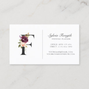 Monogramm für Lila florale Rose aus elegantem Pfla Visitenkarte