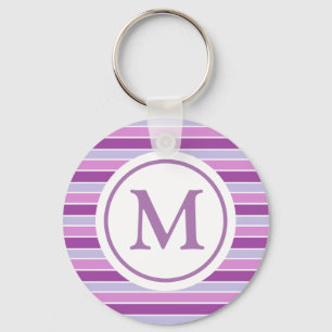 Monogramm für lila horizontale Streifen Schlüsselanhänger