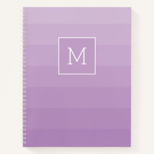 Monogramm für lila Lavendel-Streifen Notizbuch