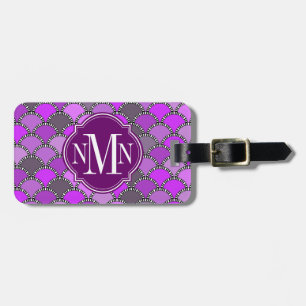 Monogramm für lila und Mauve-Skalenmuster Gepäckanhänger