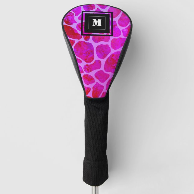 Monogramm für lila und rosa Leoparden Golf Headcover (Vorderseite)