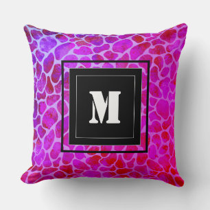 Monogramm für lila und rosa Leoparden Kissen