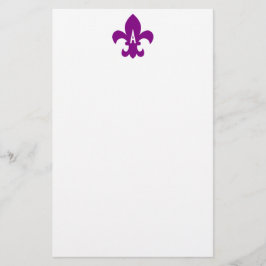 Monogramm für lila und weiße Lilien Briefpapier