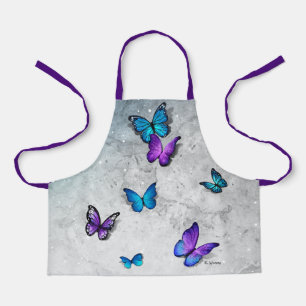Monogramm für Lila Wasser-Farbe 3D-Schmetterlings Schürze