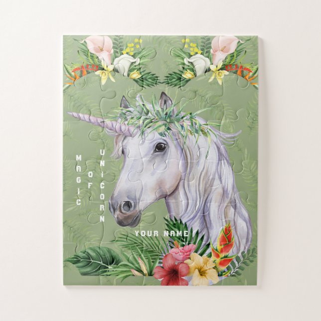 Monogramm für magische Einhorn-exotische tropische (Vertikal)