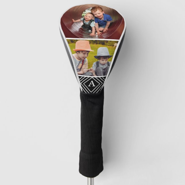 Monogramm für Männer mit 2 Fotos Golf Headcover (Vorderseite)